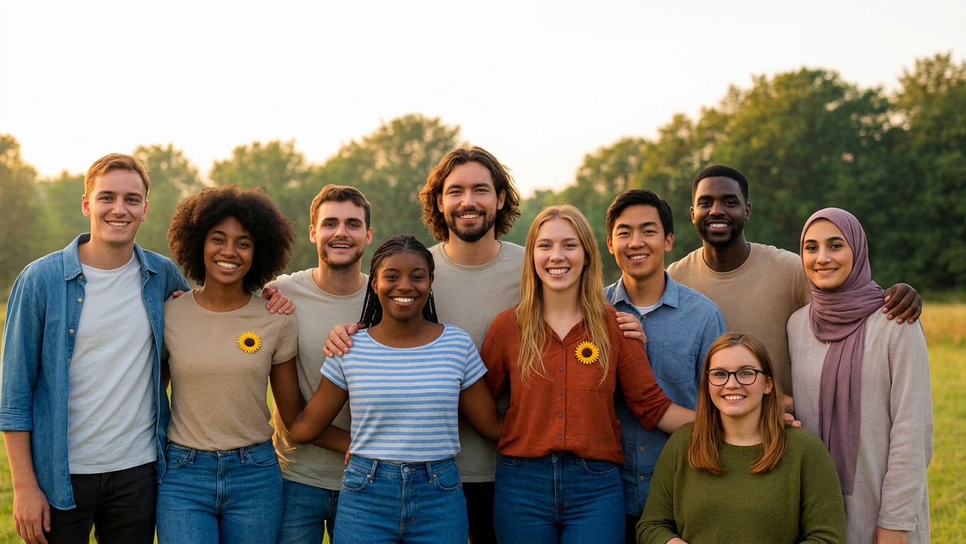 friends with sunflower badges